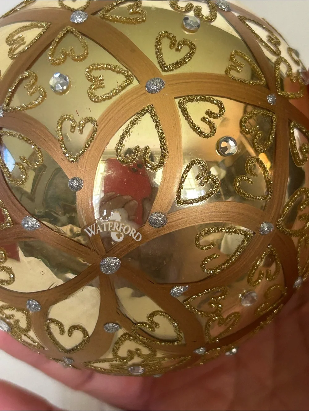 Waterford Crystal Holiday Heirlooms Gold Celtic Glass Ball Hand Blown Ornament